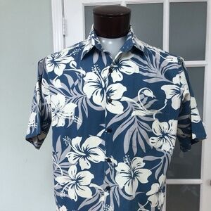 Made in USA Mens Go Barefoot Size Large Hawaiian Casual Shirt Palm Trees Floral